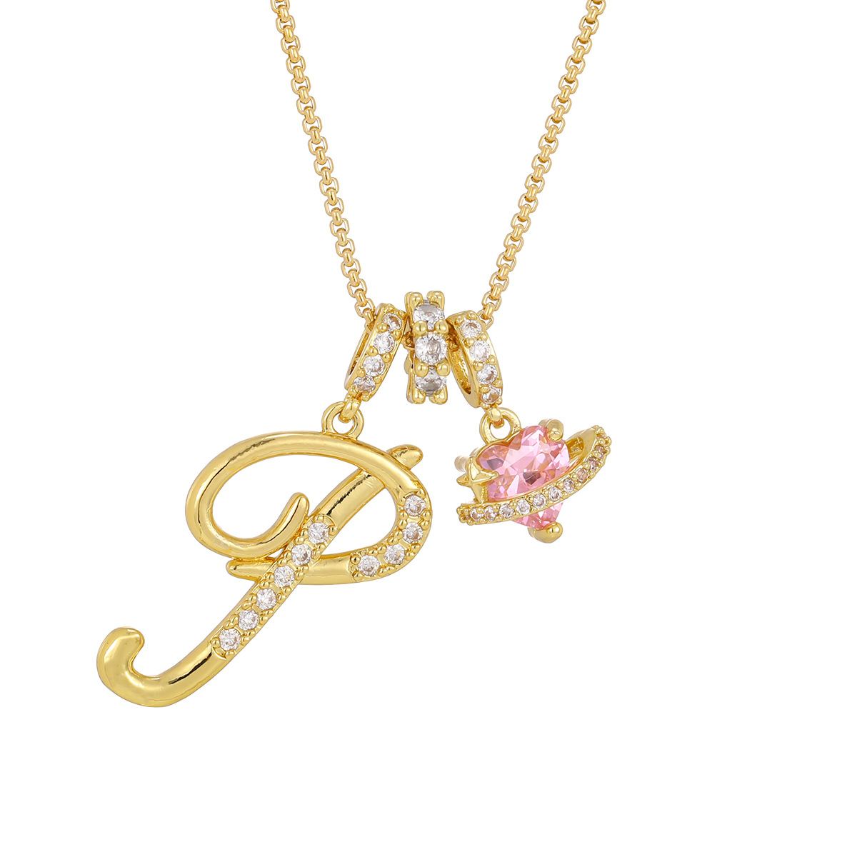 Gold 3-Layering Initial A-Z Letter Pendant Necklaces
