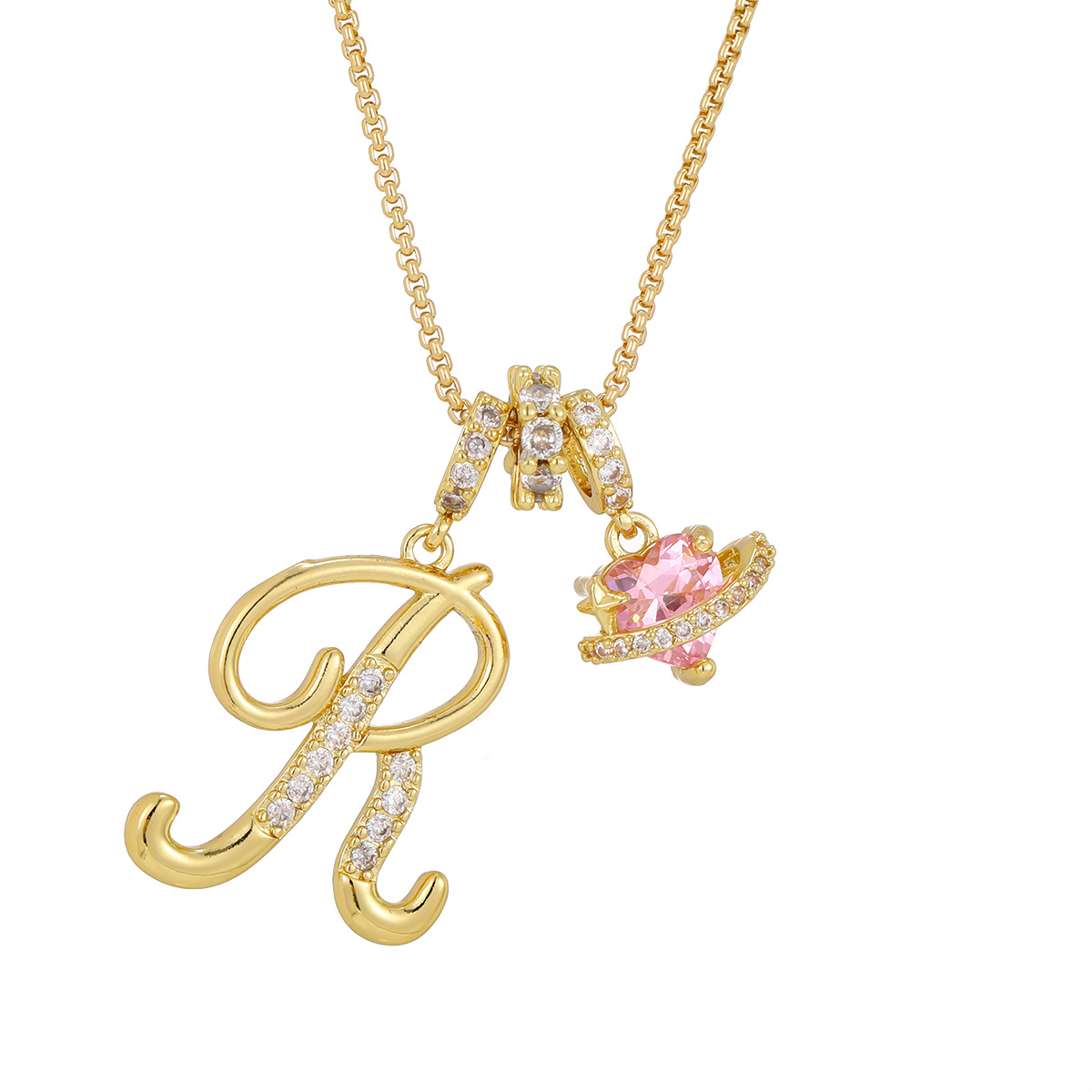 Gold 3-Layering Initial A-Z Letter Pendant Necklaces