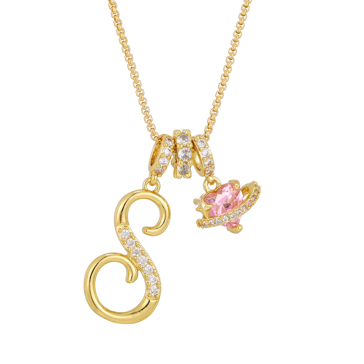 Gold 3-Layering Initial A-Z Letter Pendant Necklaces