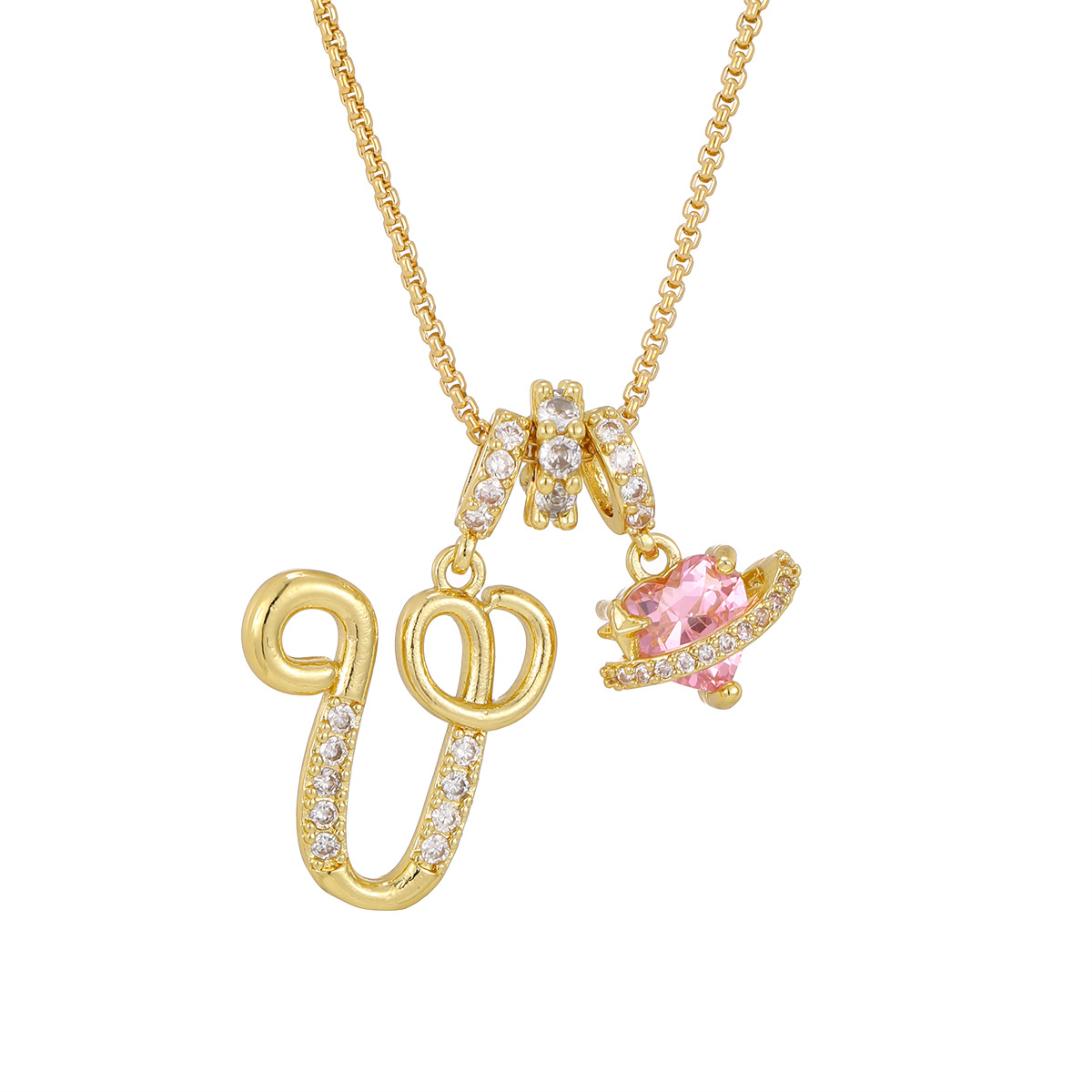 Gold 3-Layering Initial A-Z Letter Pendant Necklaces