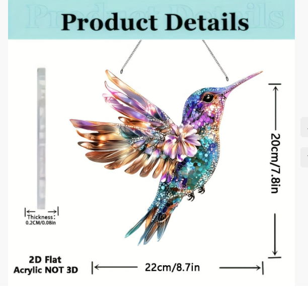 🐦✨Acrylic Sky Bluebird 2D Stained Art Ornament